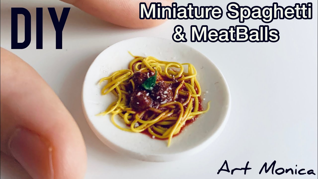 Spaghetti & meatballs Polymer Clay : Miniature DIY