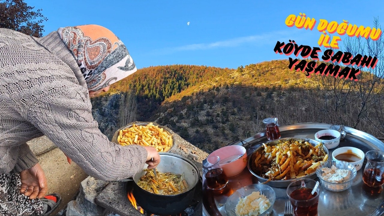 YAZIN KURUTTUK,KIŞIN HAŞLADIK KIZARTIK !! KÖYDE SOBA BAŞINDA KAHVALTI