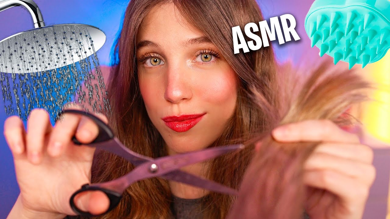 ASMR SPA capilar para dormir 💆🏼‍♀️ masaje y corte de pelo muy relajante ✨ (ROLEPLAY en español)