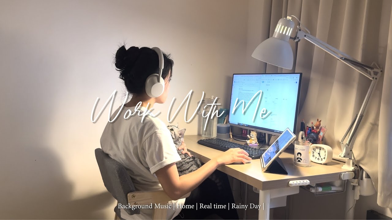 Work With Me in Rainy Day ☔️ | Cozy Home Office 🏡Background Music 