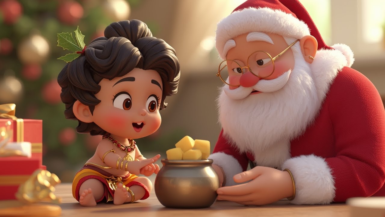 When Krishna Met Santa 🎄✨ | Magical Christmas Story Song for Kids | Nursery Rhymes & Festive Songs