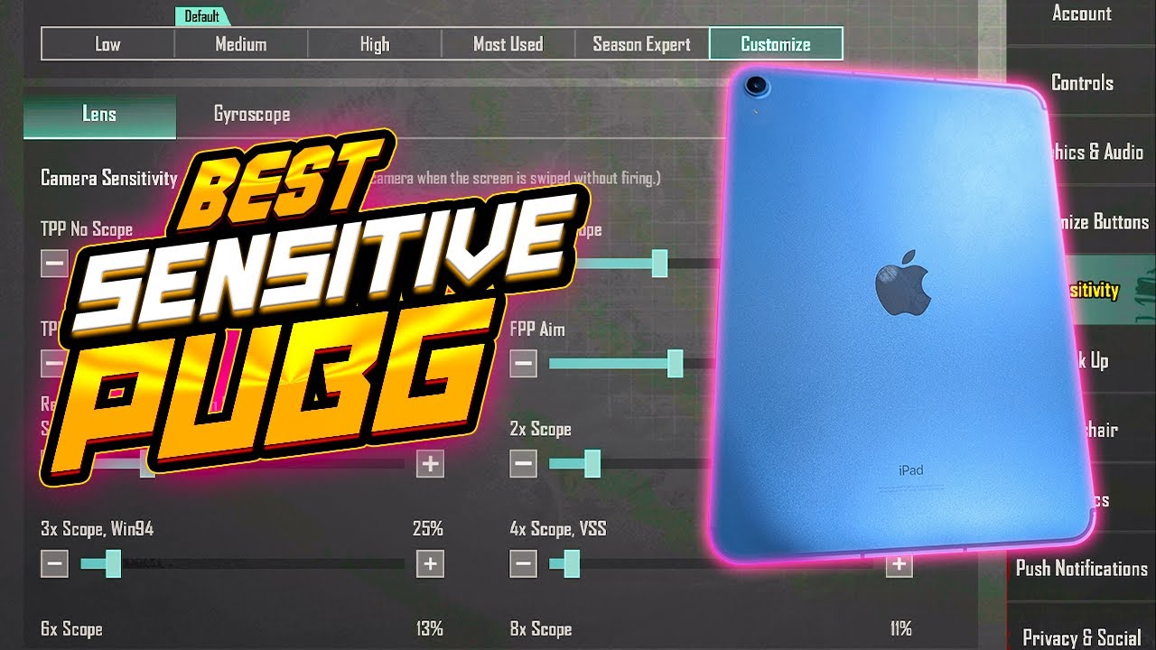 Best sensitive and Settings For IPAD And All Devices PUBG MOBILE
