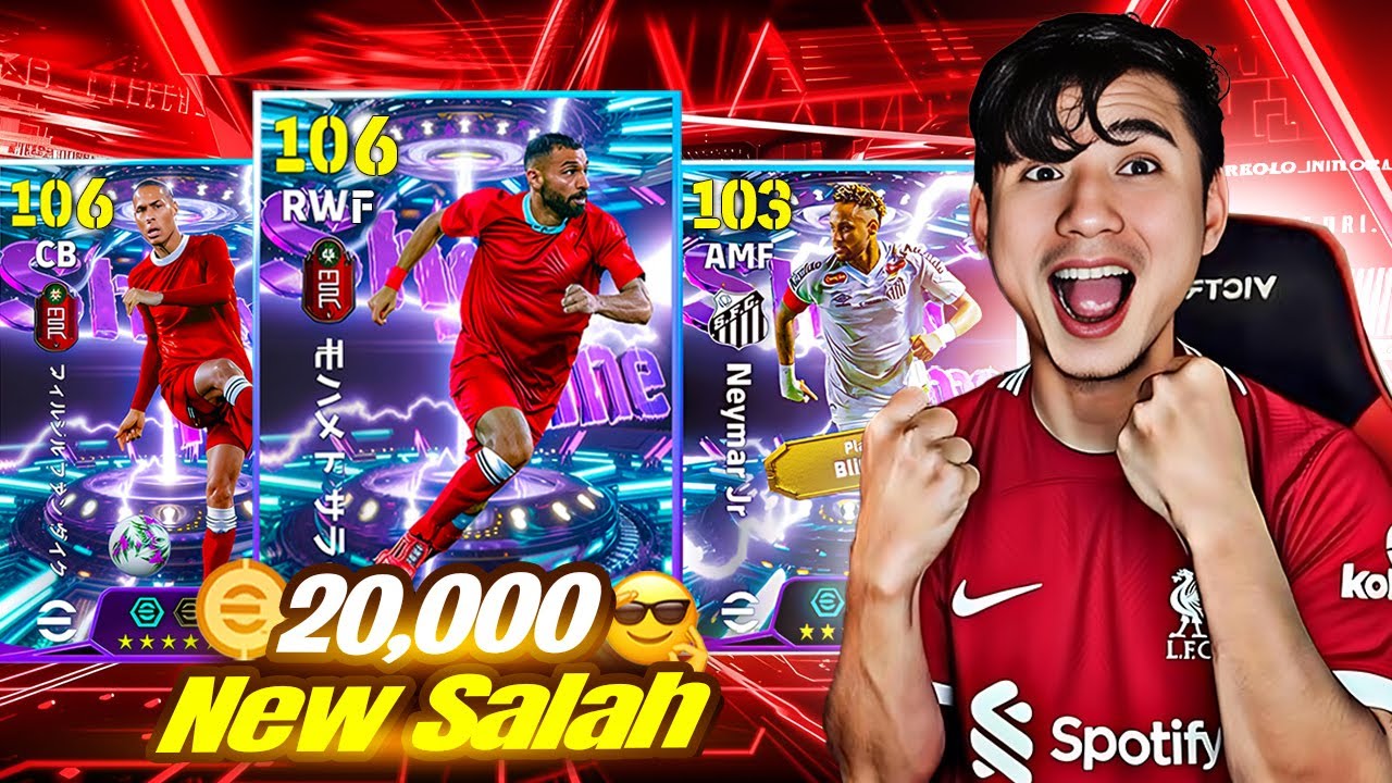 20,000 Coins New Salah + Van Dijk + Neymar Over the top Pass Pack Opening in efootball 26 mobile