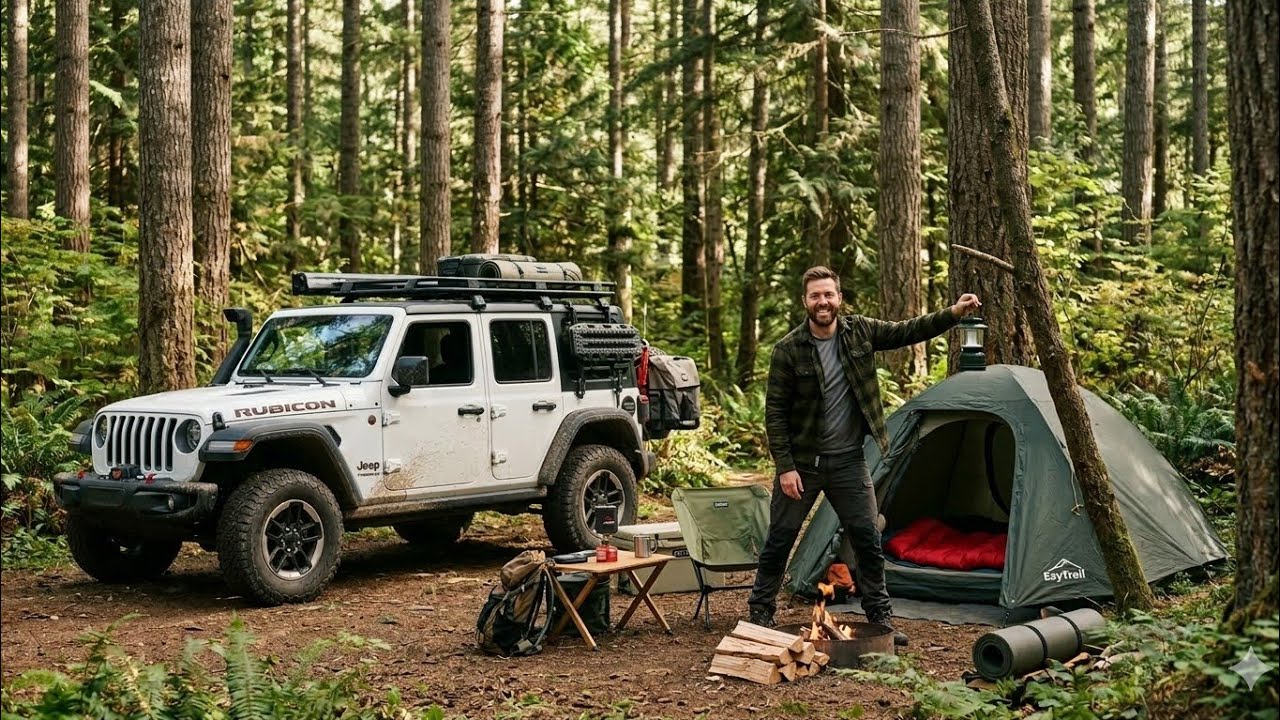 Alone in a Rainy Forest with Wild Animals | 4x4 Jeep Survival Adventure