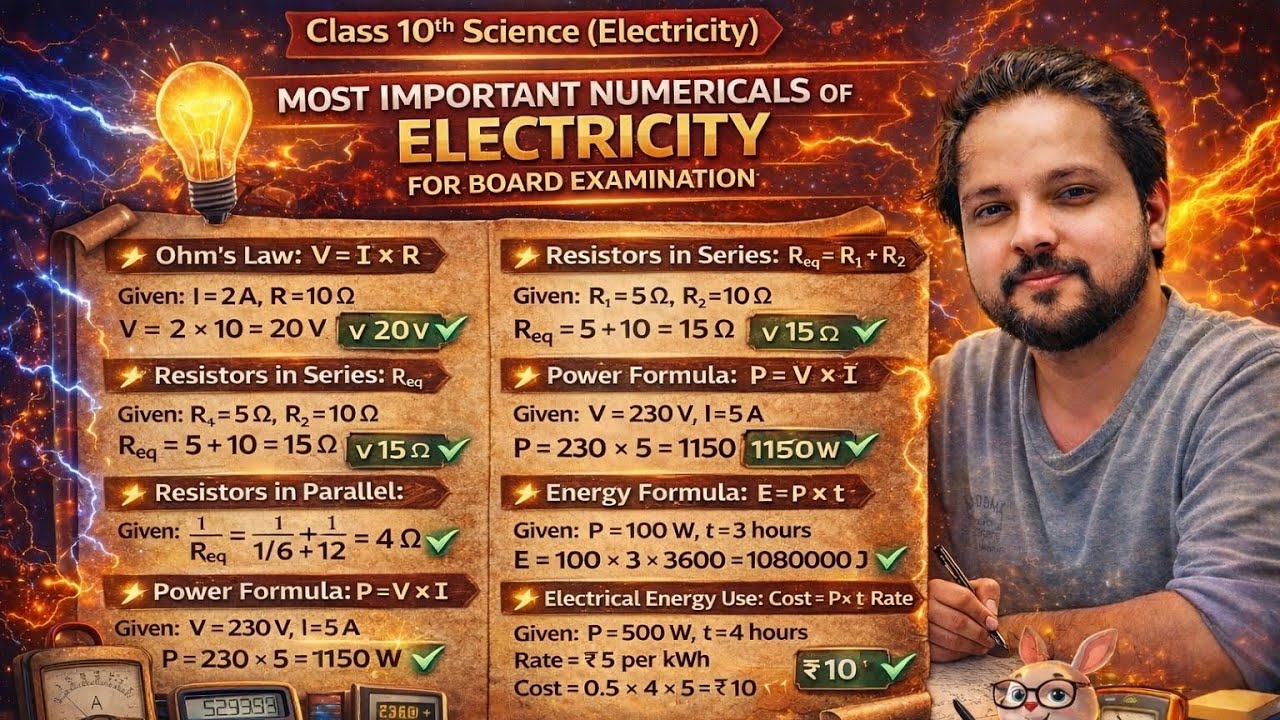 ⚡ Most Important Numericals of Electricity | Class 10 Science Board Exam 2026#boardexam 