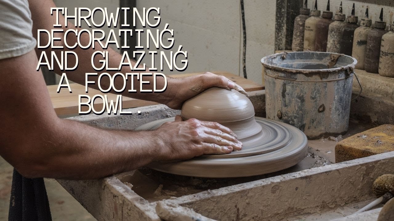 Throwing, Trimming, Decorating, and Glazing a Wood Fired Pottery Bowl! ASMR