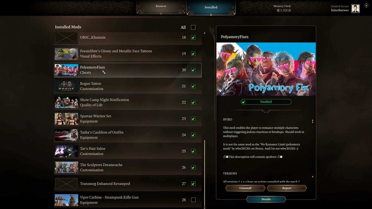 Full BG3 Mod List
