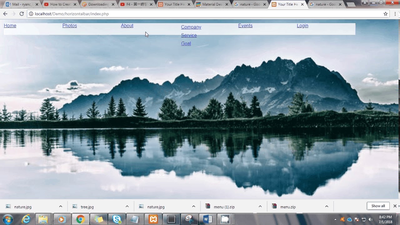 Transparent drop down navigational menu using HTML and CSS