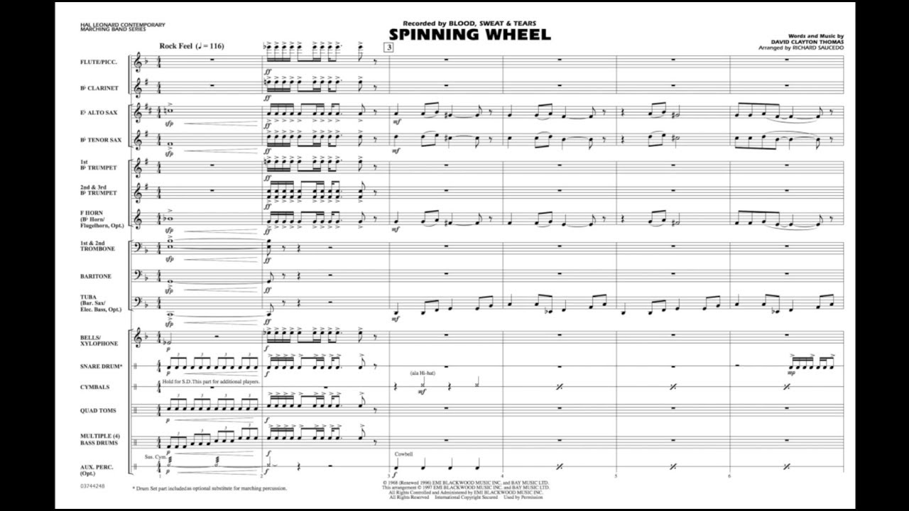 Spinning Wheel by David Clayton Thomas/arr. Richard L. Saucedo