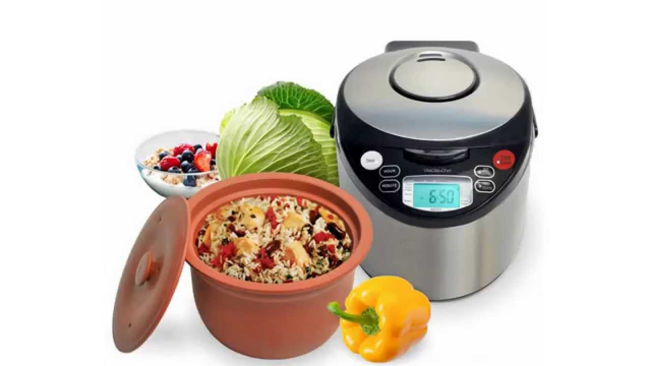 VitaClay VM7900-8 Smart Organic Multi-Cooker/Rice Cooker, Brushed Stainless Steel and Black