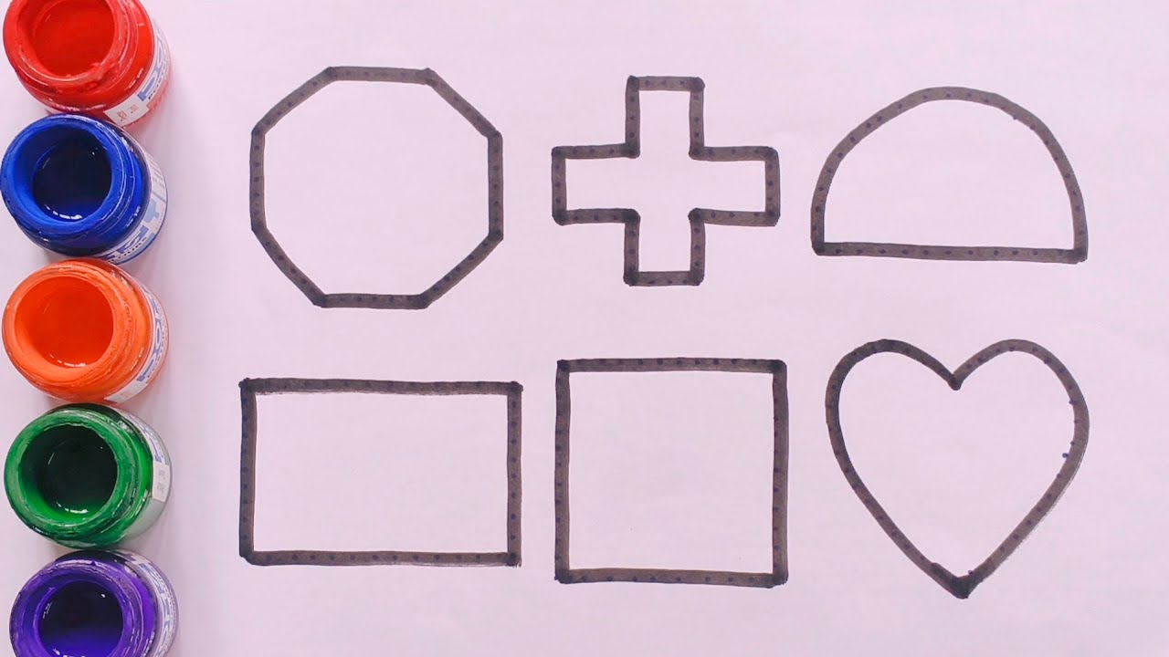 Shapes drawing for kids, learning 2d shapes, colors for toddlers, preschool learning, part- 138