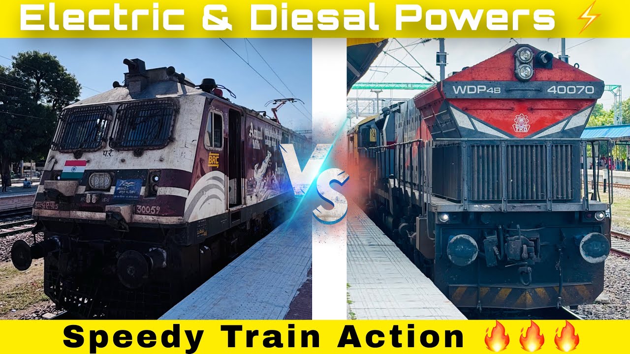 Electric & Diesal Powers || Speedy Train Action 🔥 || DEGANA RAILFAN || #video #viralvideo 