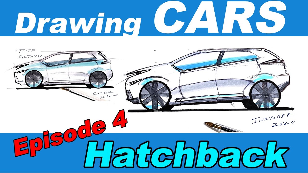 How to draw a Hatchback Car in Side view - Step by step guide