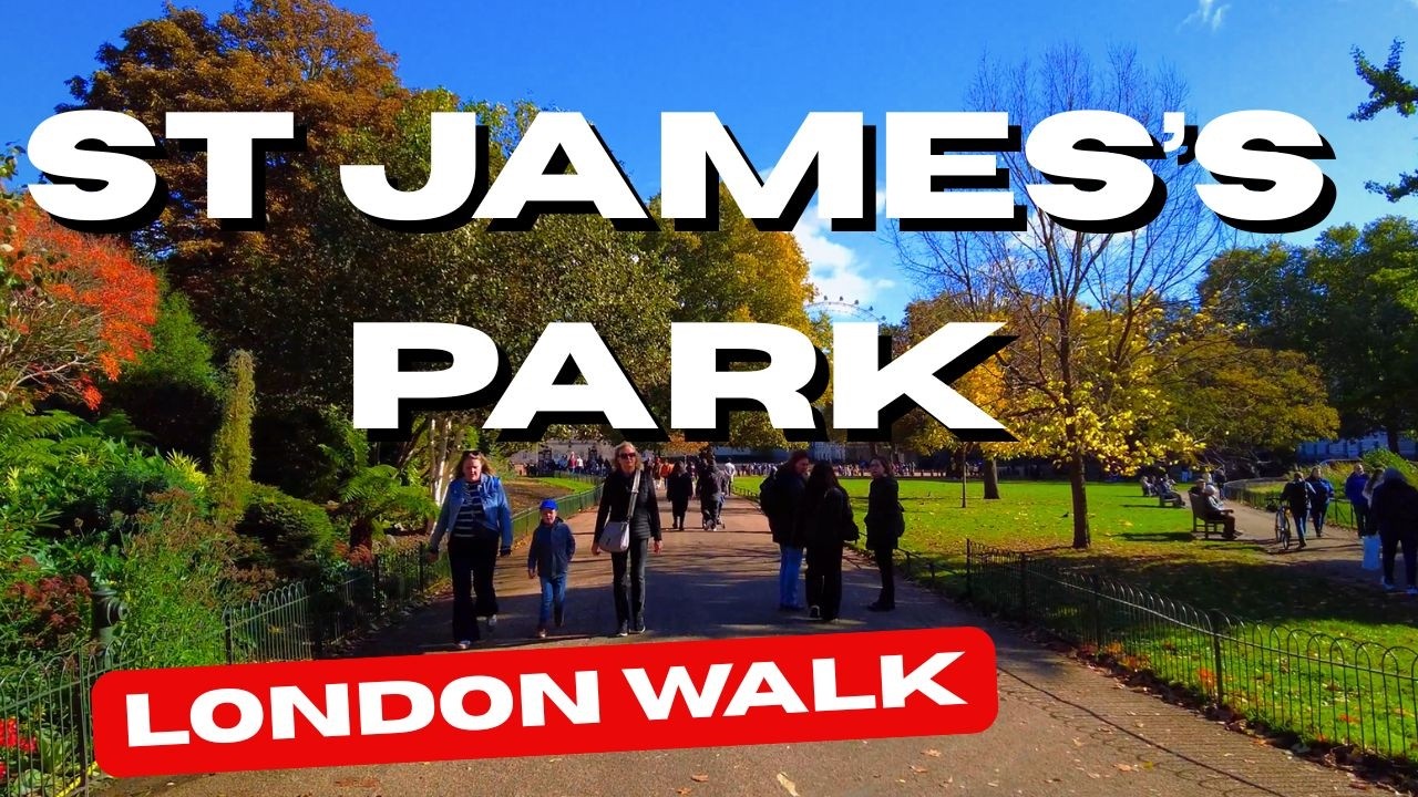 ST JAMES'S PARK - Piccadilly Circus London MASSIVE PELICANS | Relaxing Autumn 4K Walking Tour  🍂