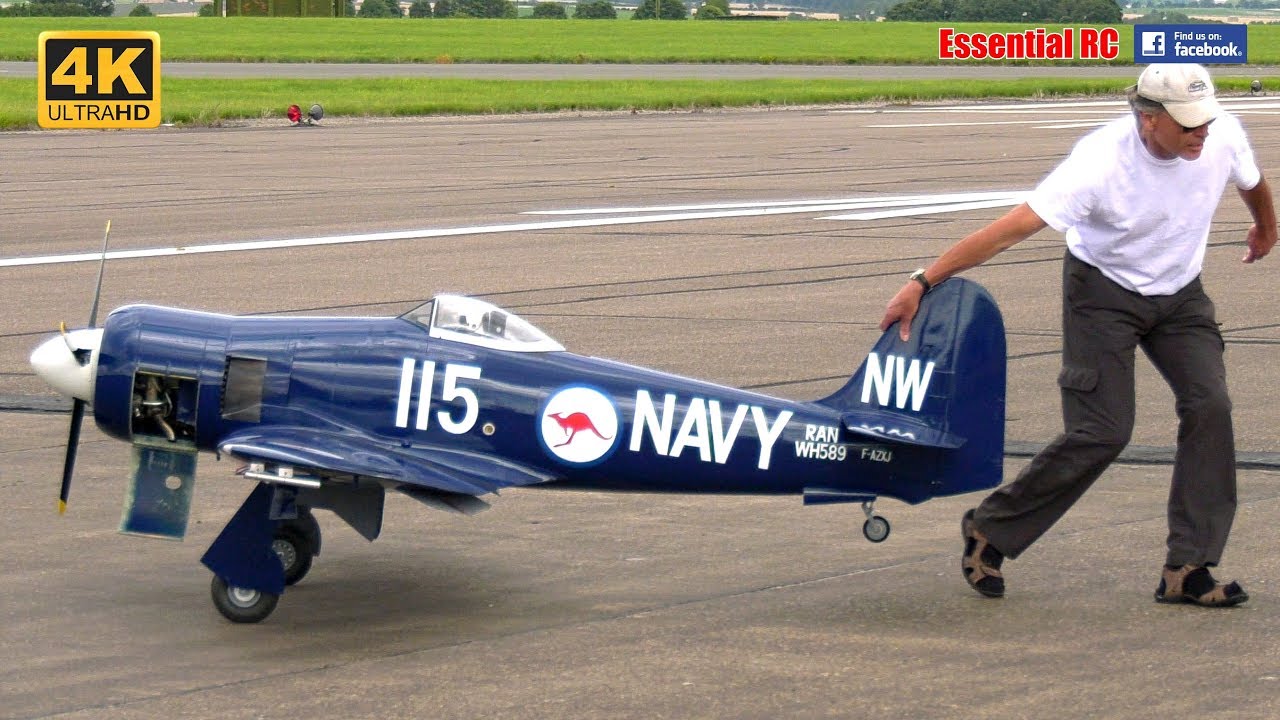 GIANT SCALE WW2 RC Hawker Sea Fury MOKI RADIAL *BEST SOUND* (BMFA NATS 2017) [*UltraHD and 4K*]
