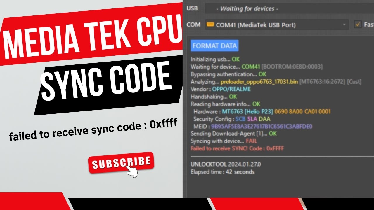 Failed to receive SYNC code 0xfff | mediatek cpu syncing fail | oppo vivo redmi unlock tool problem