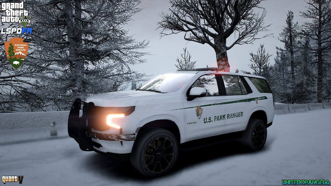 GTA V - LSPDFR 0.4.9🚔 - NPS - Park Ranger Snow Patrol - 2021 Tahoe - Гражданский снимок - 4K