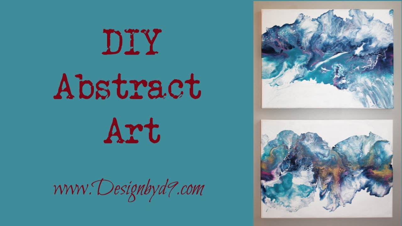 How to make Easy DIY ABSTRACT ART using acrylic paint and floetrol on canvas.