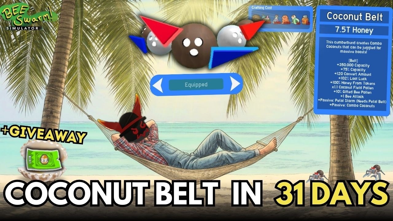 Как получить кокосовый пояс всего за 31 день! (Самый быстрый способ)🌴 | Симулятор пчелиного роя