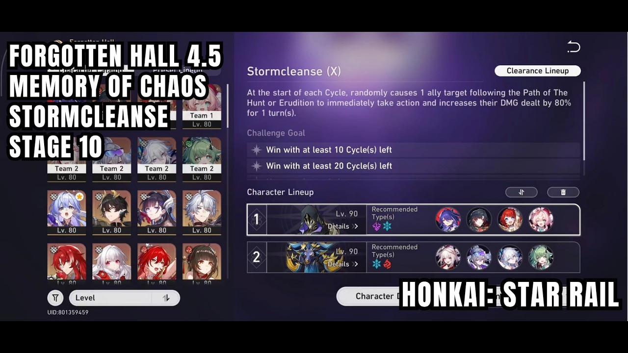 [Honkai: Star Rail Forgotten Hall] Memory Of Chaos (MOC) - Stormcleanse X - Stage 10 - New 4.5