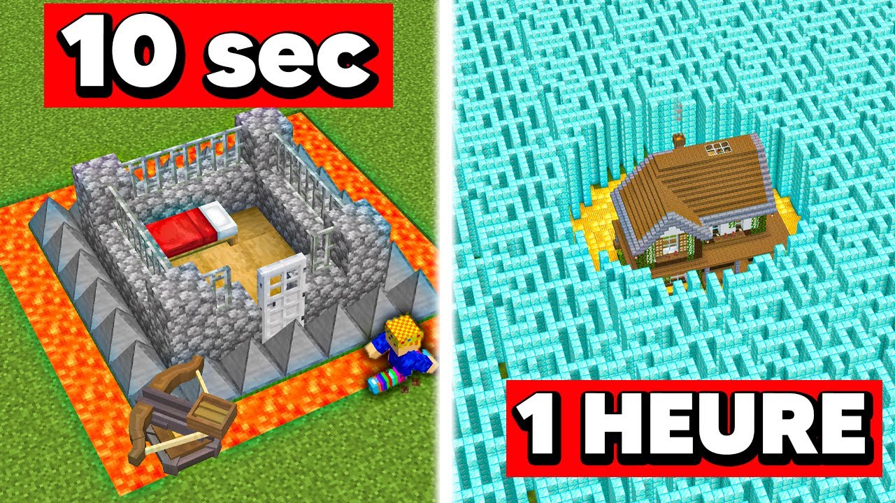 Base Sécurisée de 10 SECONDES vs 1 HEURE sur Minecraft !