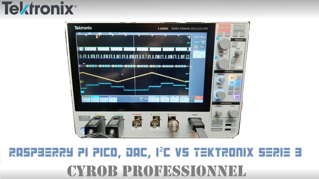 Cyrob pro : Mesures d'un DAC I&sup2;C pilot&eacute; par un RPI Pico avec un Oscilloscope Tektronix MDO S&eacute;rie 3