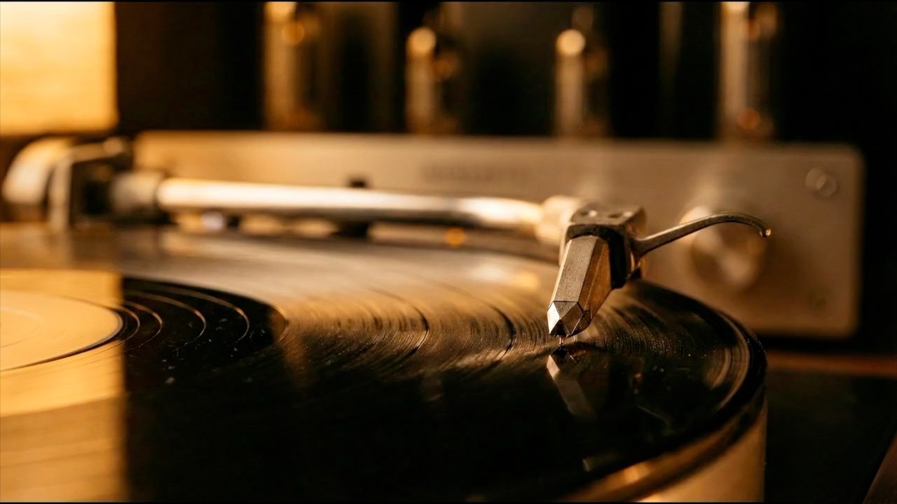 The Vinyl • Record Player Static & Green Noise Bed • 4 Hours [Warm Dark Mode]