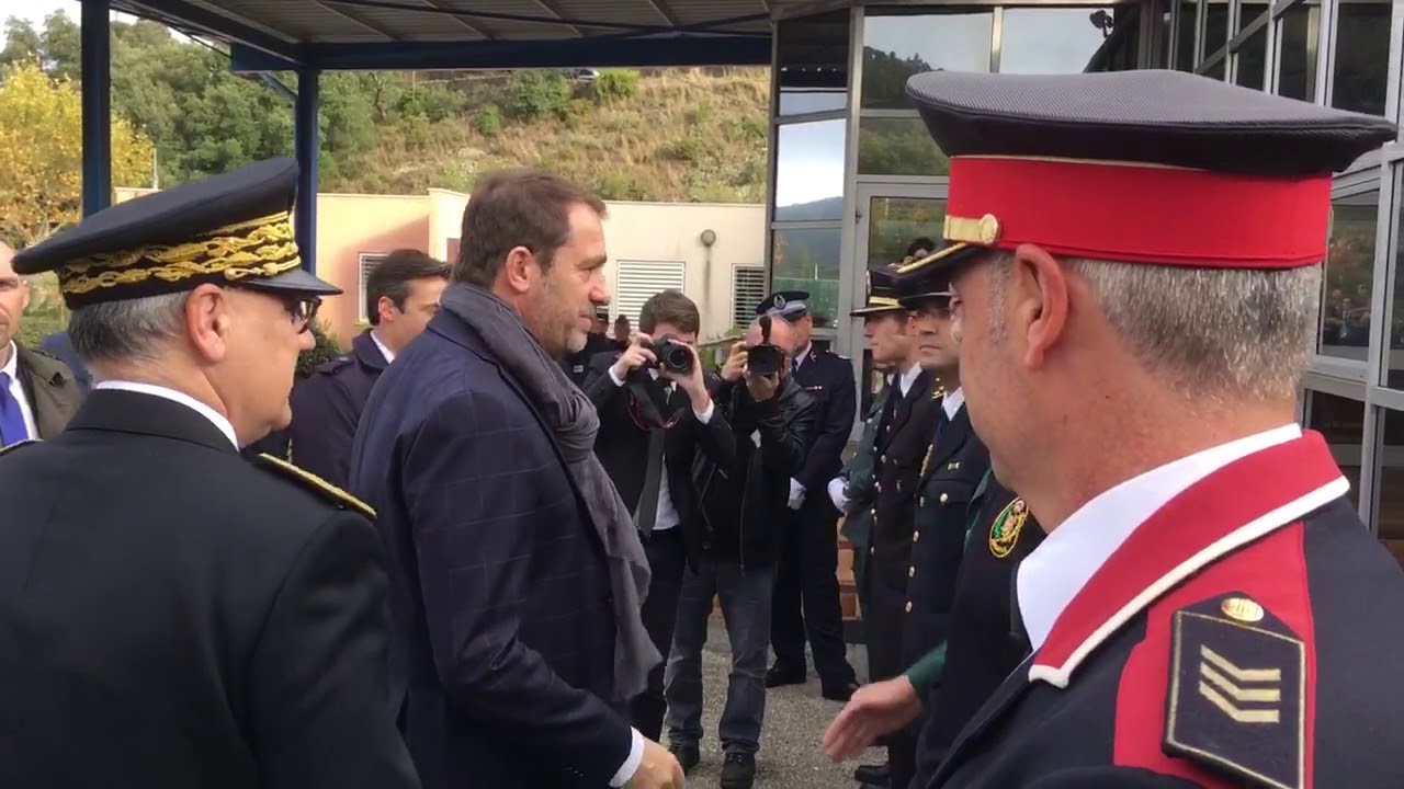 Le ministre de l'Int&eacute;rieur, Christophe Castaner, arrive au Perthus ce lundi 12 novembre