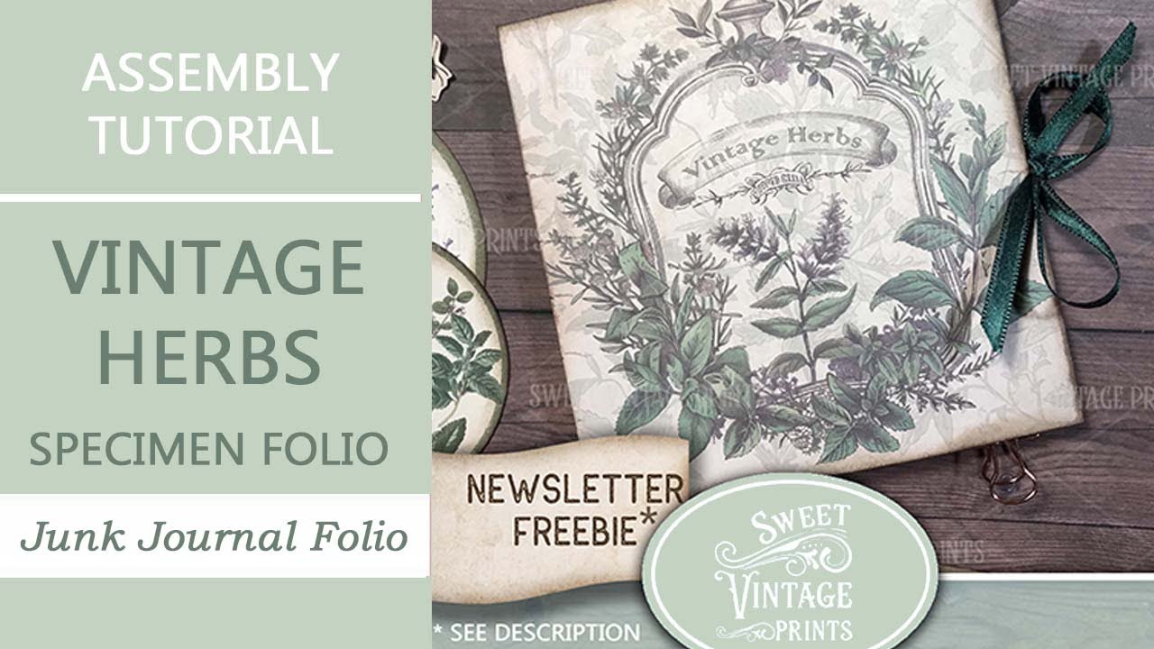 Vintage Herbs Specimen Folio Tutorial | Junk Journal Printables from Sweet Vintage Prints