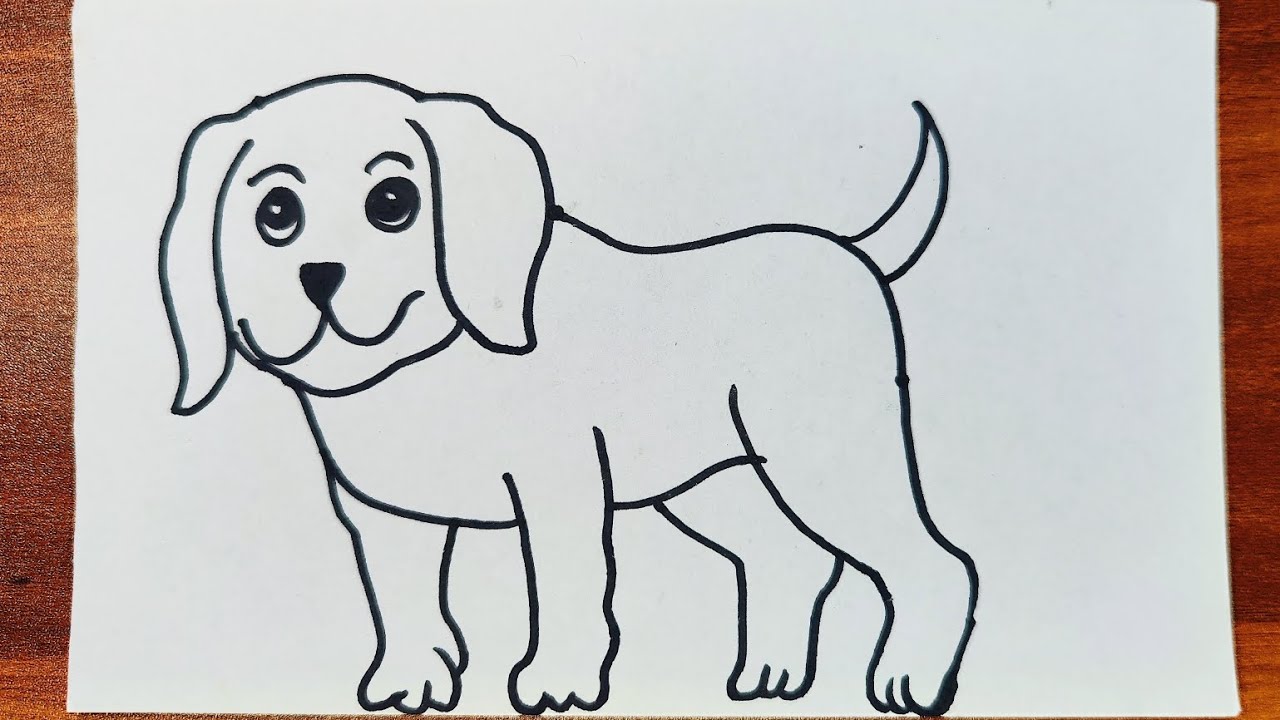 Easy Dog Drawing Step by Step 🐶 | Cute Dog Drawing for Beginners | Simple Animal Drawing Tutorial