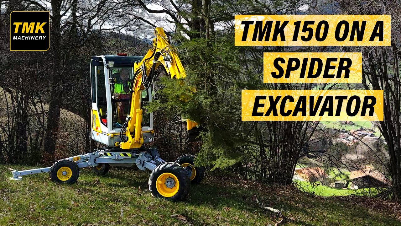 Tree Removal On Hillside With a Spider Excavator - TMK 150 with Menzi Muck a20