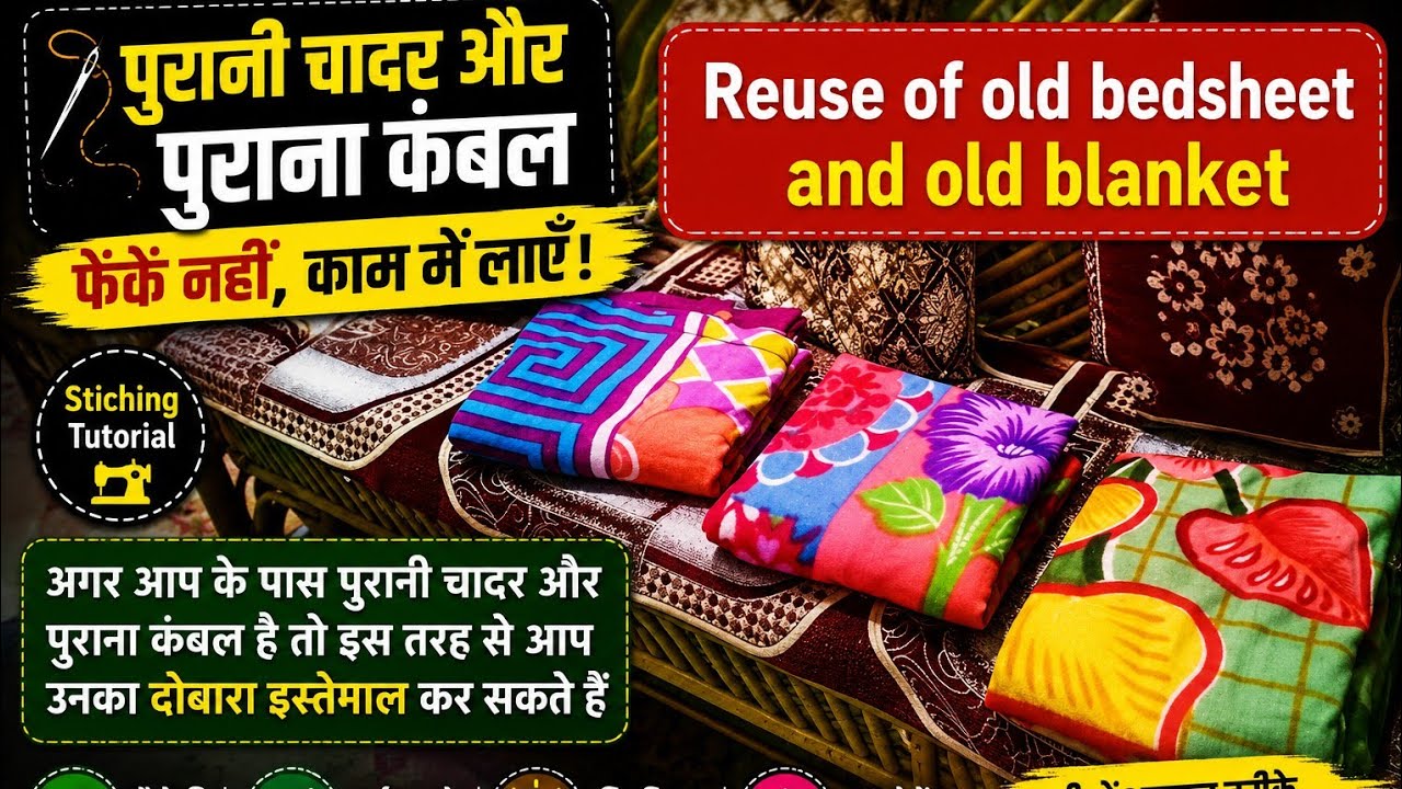 DIY | Old bedsheet reuse ideas|Old blanket reuseपुराना कंबल ,चादर का रीयूज़How to reuse old clothes