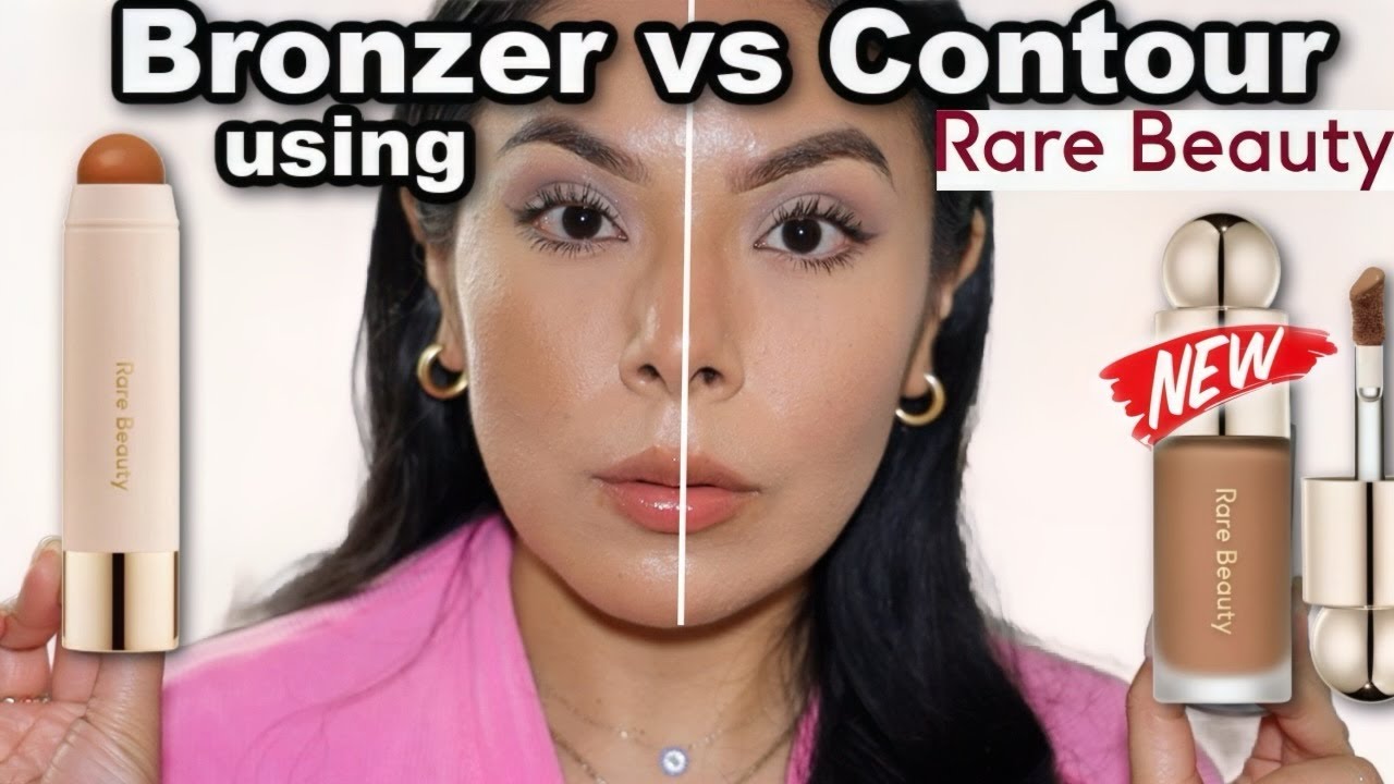 Bronzer vs Contour using Rare Beauty Bronzer Stick &✨ NEW✨ liquid bronzers on Medium/Tan Skin!