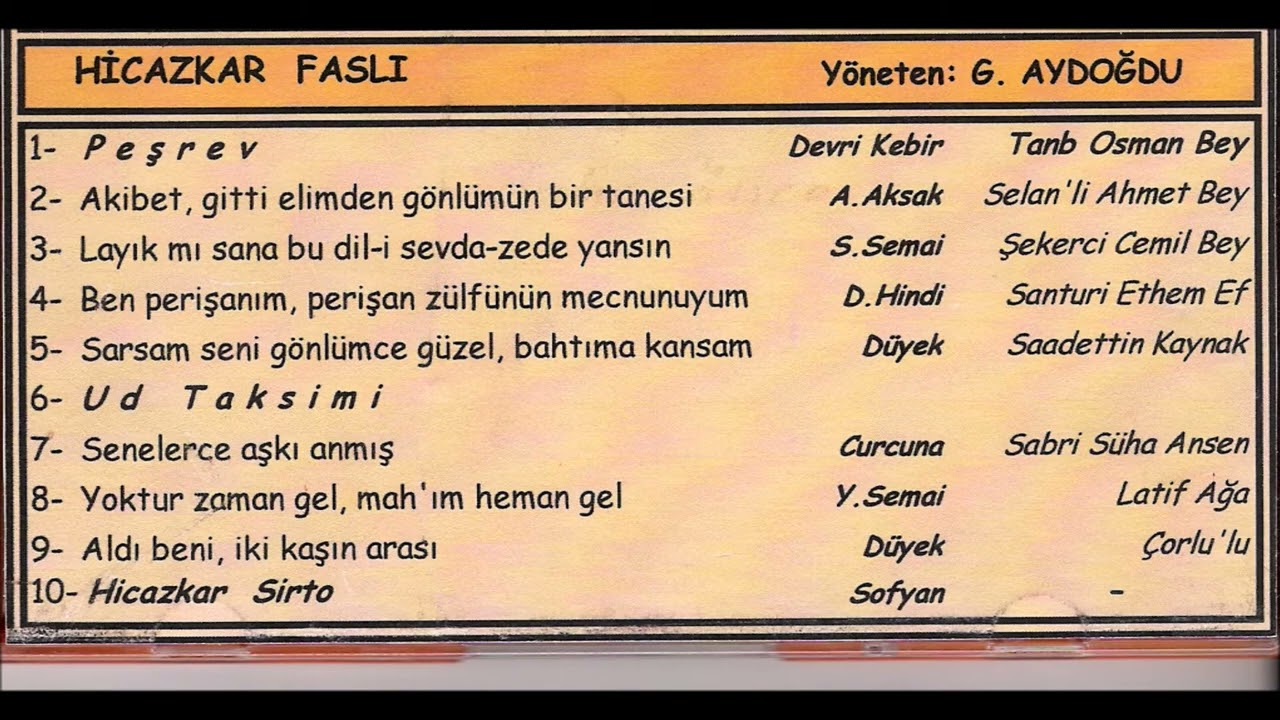 Reşit Çağın Arşivi 827 -Gültekin Aydoğdu Yönetiminde Hicazkâr Faslı