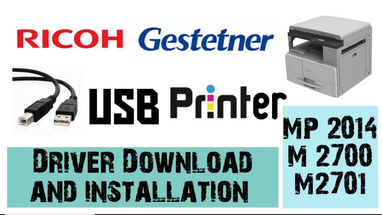 Ricoh MP 2014 How to Download and setup/install USB Printer Driver? USB Printer install.