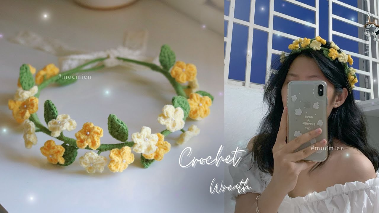 [Eng sub] Crochet wreath tutorial 💐 Hướng dẫn móc vòng hoa đội đầu kỷ yếu 💐 Moc Mien