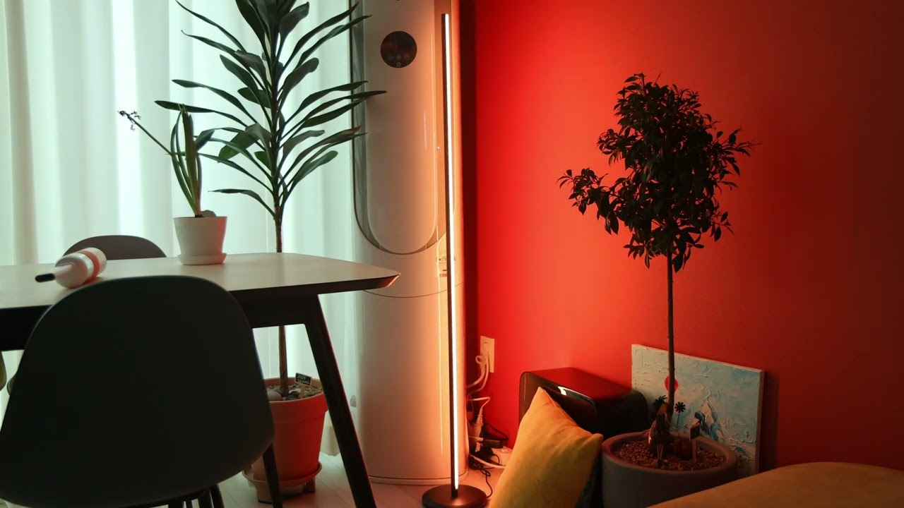 Various scenes of Nanoleaf multi color floor lamp