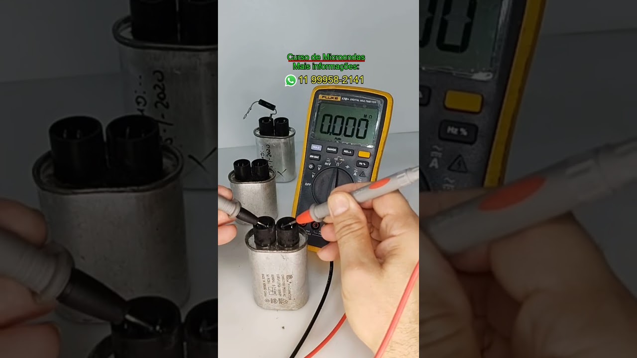 Top! Como testar o capacitor de microondas utilizando um mult&iacute;metro digital. Curso microondas.