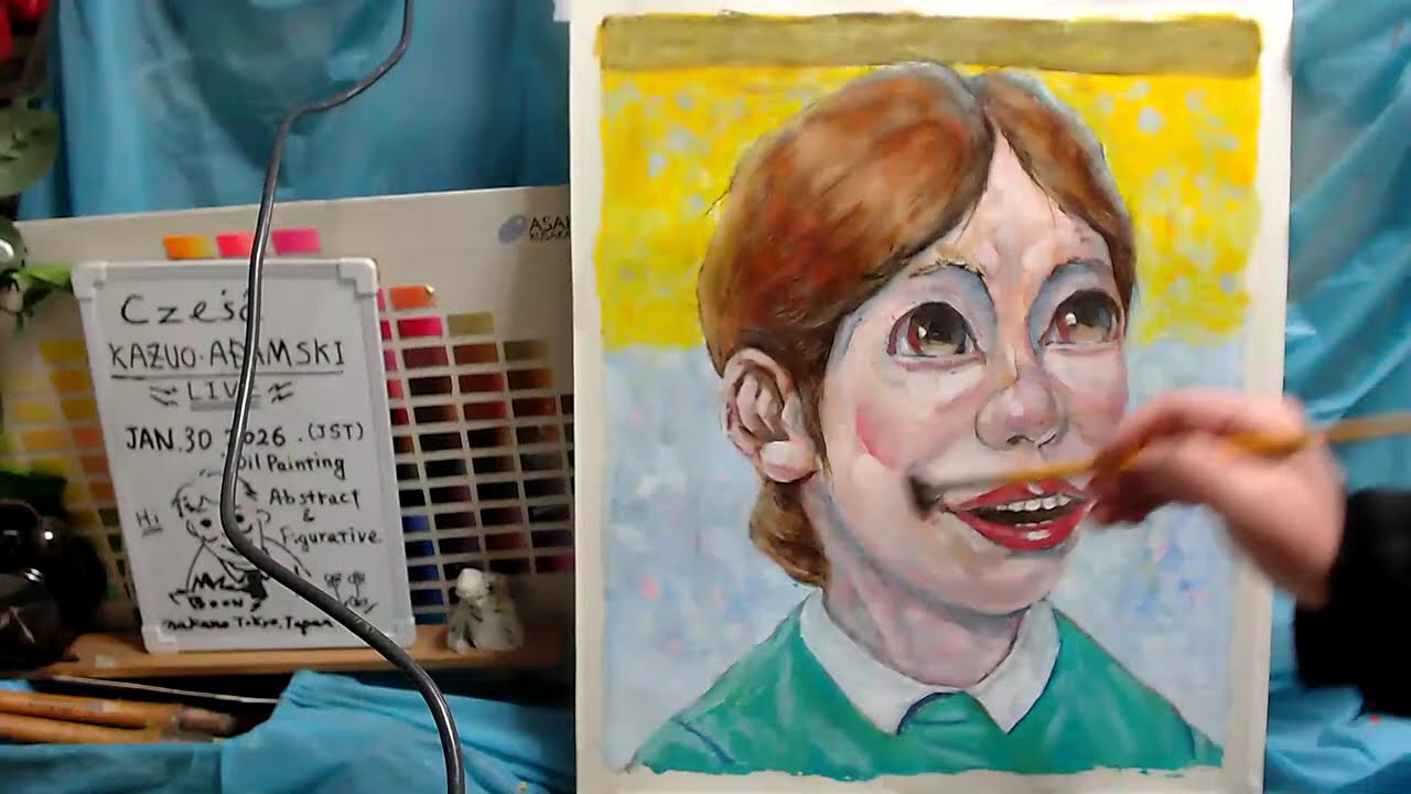 Oil painting  portrait day 4  op1629-4  [LIVE]--  "Contemporary art"