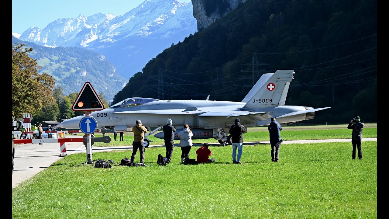 The military base where you have to STOP for Jets!!!  Meiringen Air Base practicing for AXALP