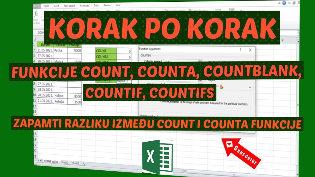 Zapamti razliku između COUNT i COUNTA FUNKCIJE - Funkcije COUNT, COUNTA, COUNTBLANK, COUNTIF(S)
