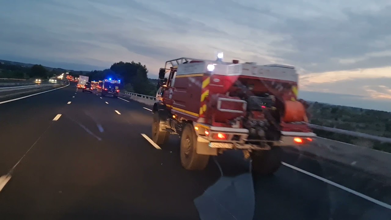 Colonne de Renfort pompiers, incendie dans l'Aude
