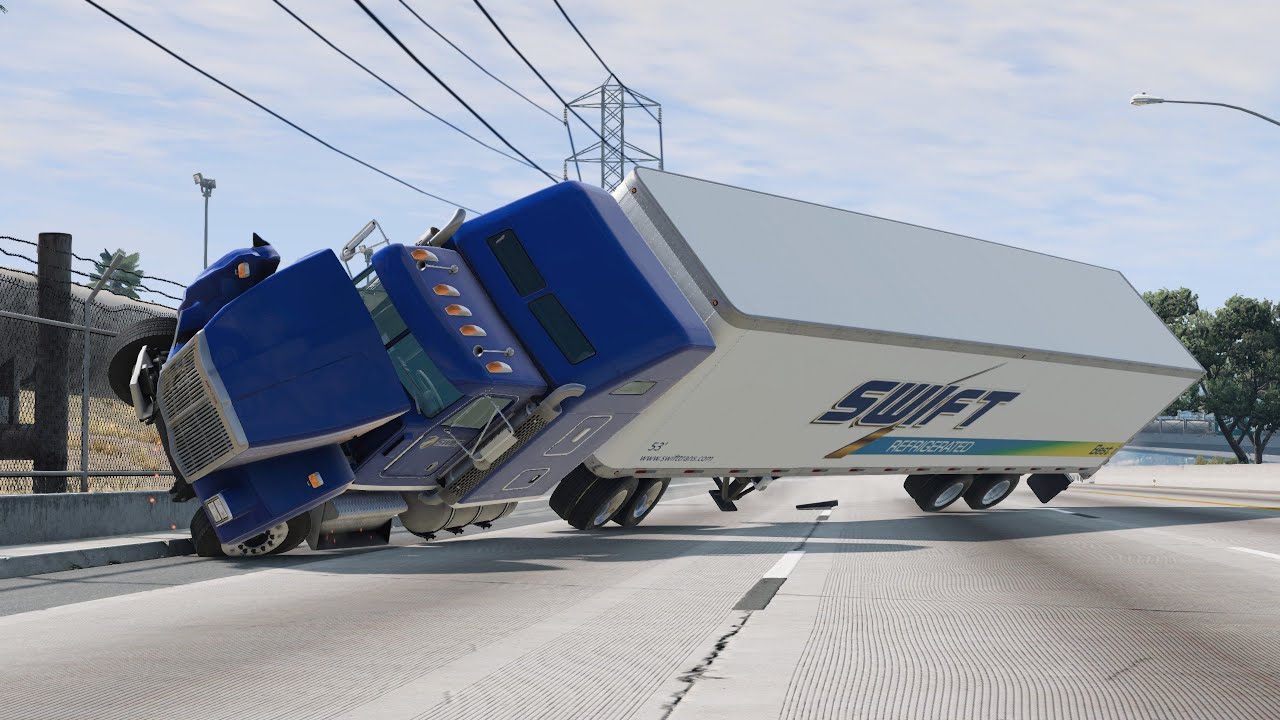 Swift truck crashes on the freeway and Aggressive towing cleans it up quickly
