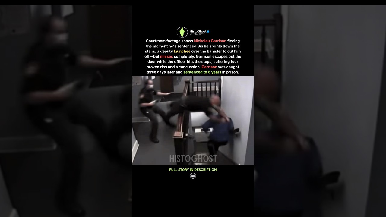 Cop jumps over railing to stop fleeing suspect: broken ribs and 6 years #shorts