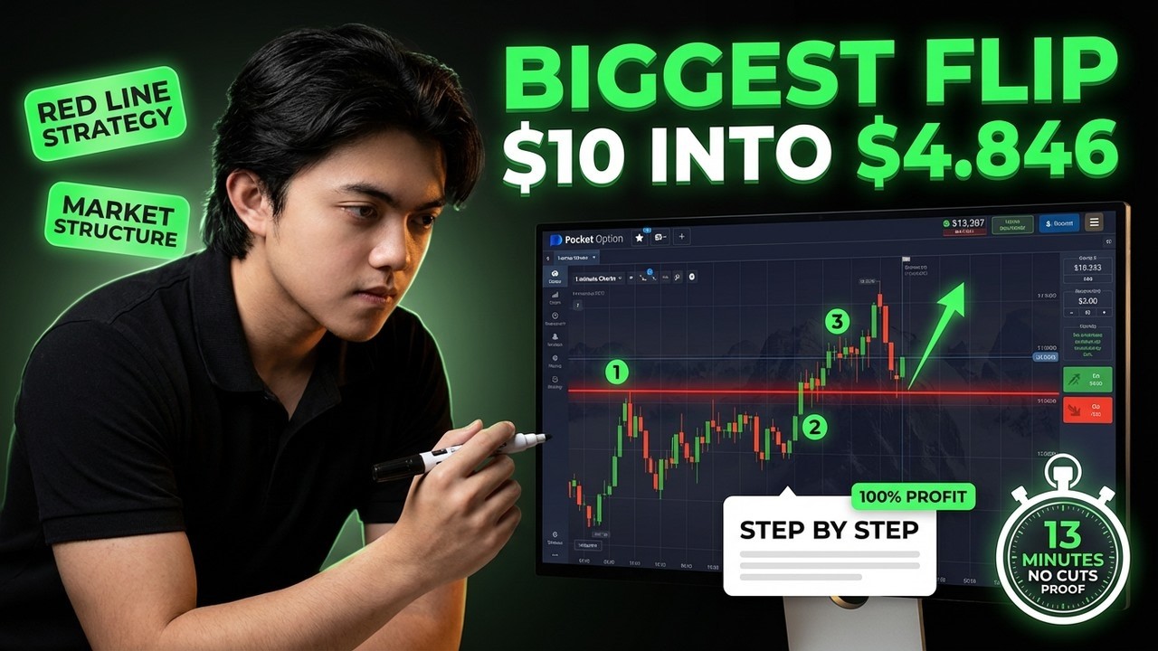 $10 to $4,846 in 13 Minutes Pocket Option Forex Market Structure Red Line Strategy