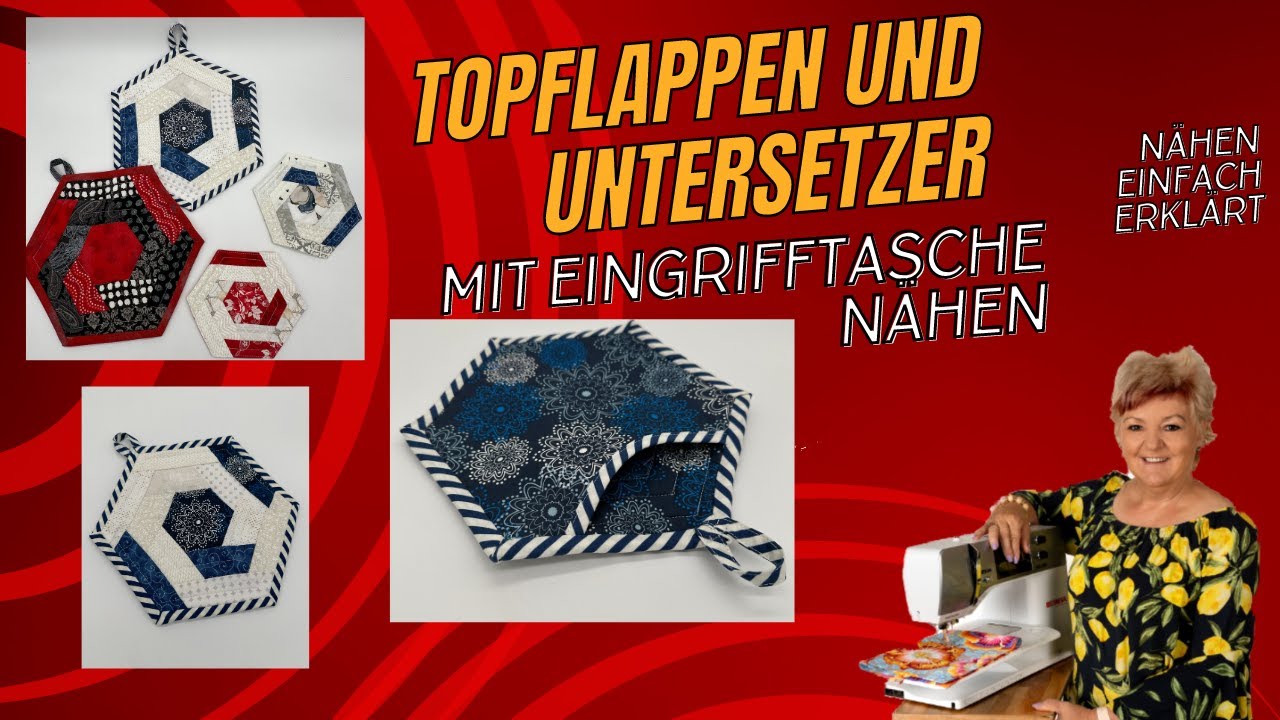 So kannst du einen sch&ouml;nen Topflappen und Untersetzer n&auml;hen ✂️ Tolle Geschenkidee!