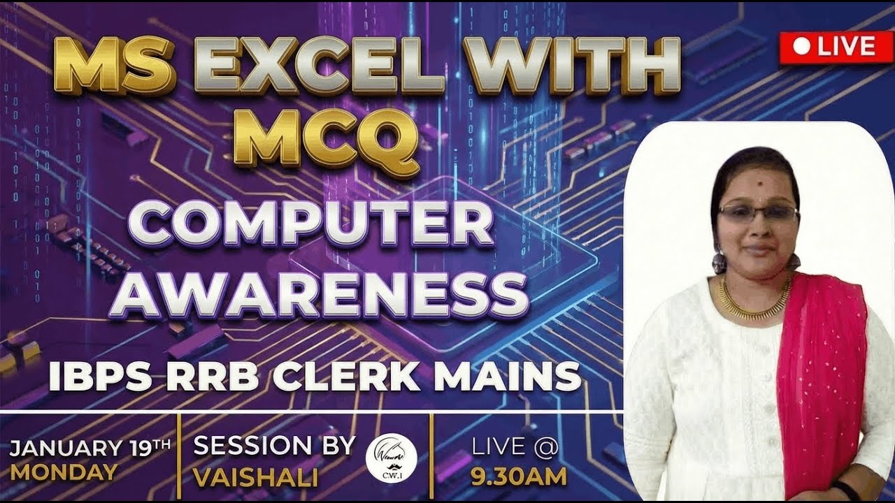 MCQ SERIES - MS EXCEL | COMPUTER AWARENESS | DAY - 11 | IBPS RRB PO & CLERK MAINS | BY VAISHALI