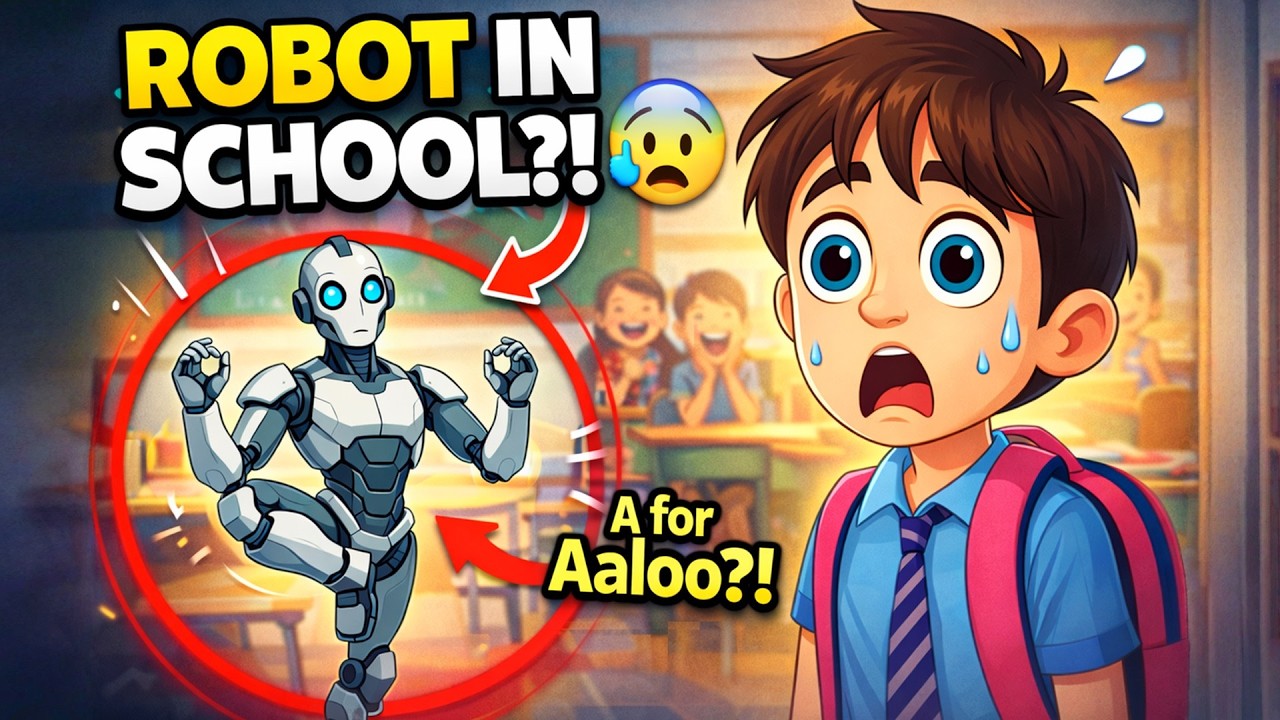 👉 🤖 Robot School चला गया | Aryan & Robot Funny Story | Kids Fun Video Hindi | Omnist Kids TV