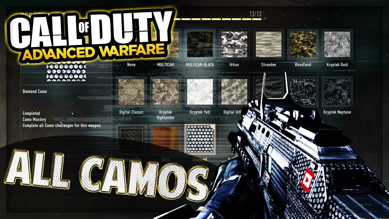 Call Of Duty Advanced Warfare: (ALL CAMOS), Diamond, Gold, ETC,