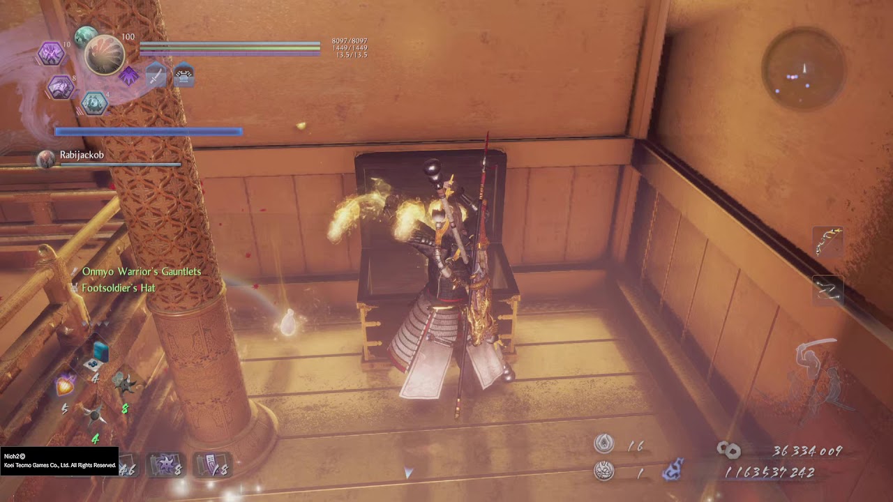 Nioh 2 underworld floor 4 boss fight with treasure room.